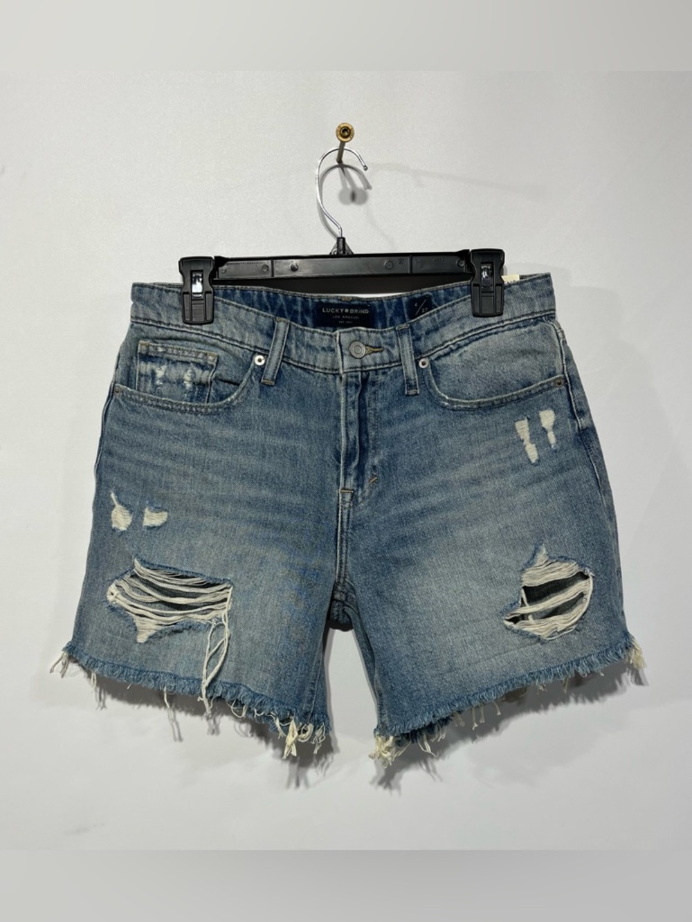 Lucky Brand BoyfriendFrayed Hem Distressed Shorts 100% Cotton Size 4/27 NWT